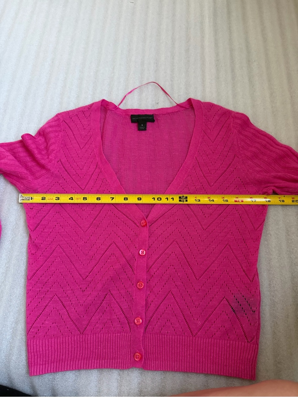 Worthington Hot Pink V-Neck Button-Up Cardigan - Picture 4 of 8